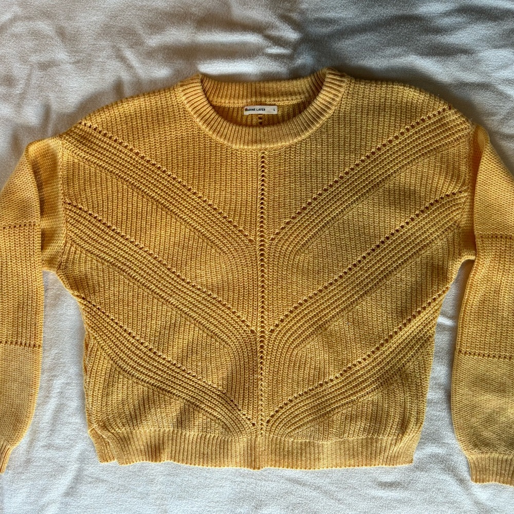 Marine Layer Olivia Crewneck Sweater in Mustard